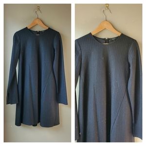 THEORY Pin Stripe wool Cotton Long Sleeve A Line Dress Large